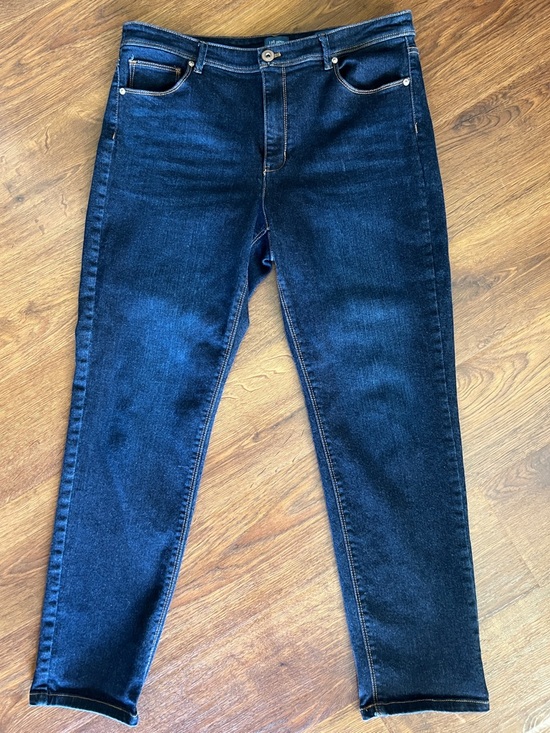 J. Jill Denim - J Jill Denim High Rise Straight Leg Jeans Women 14P Petite Dark Wash Stretch